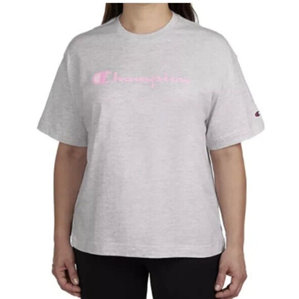 💎Champion Athleticwear New Women's Short Sleeve Gray Graphic T-shirt